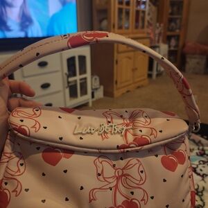 Betsey Johnson Pink Heart and Bow Crossbody Bag